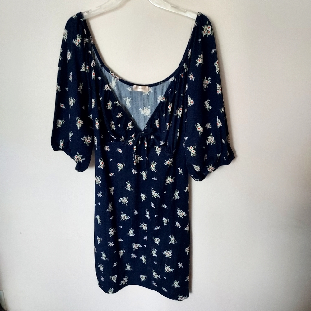 MistyRose floral ribbed stretch dress balloon sleeves 3X Peasant Cottagecore